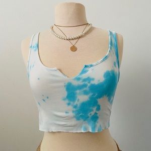 Blue Tie Dye Cropped Tank Top